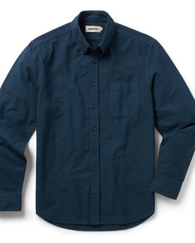 flatlay of The Jack in Prussian Blue Oxford, Wovens by Taylor Stitch