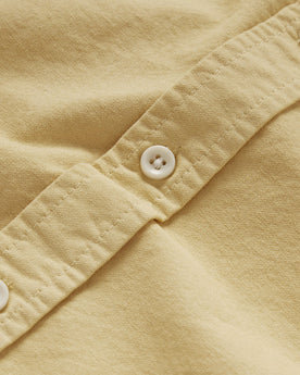 material shot of the buttons on The Jack in Sesame Oxford, Wovens by Taylor Stitch