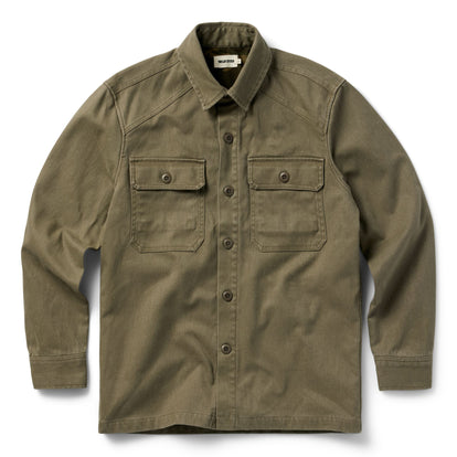 flatlay of The Lined Shop Shirt in Stone Boss Duck