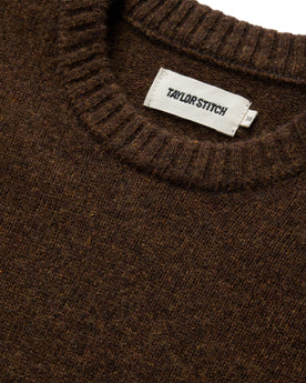 material shot of the collar on The Lodge Sweater in Coffee, Knits by Taylor Stitch