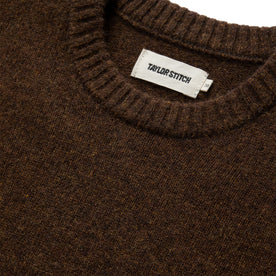 material shot of the collar on The Lodge Sweater in Coffee