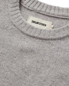 material shot of the collar on The Lodge Sweater in Heather Grey, Knits by Taylor Stitch