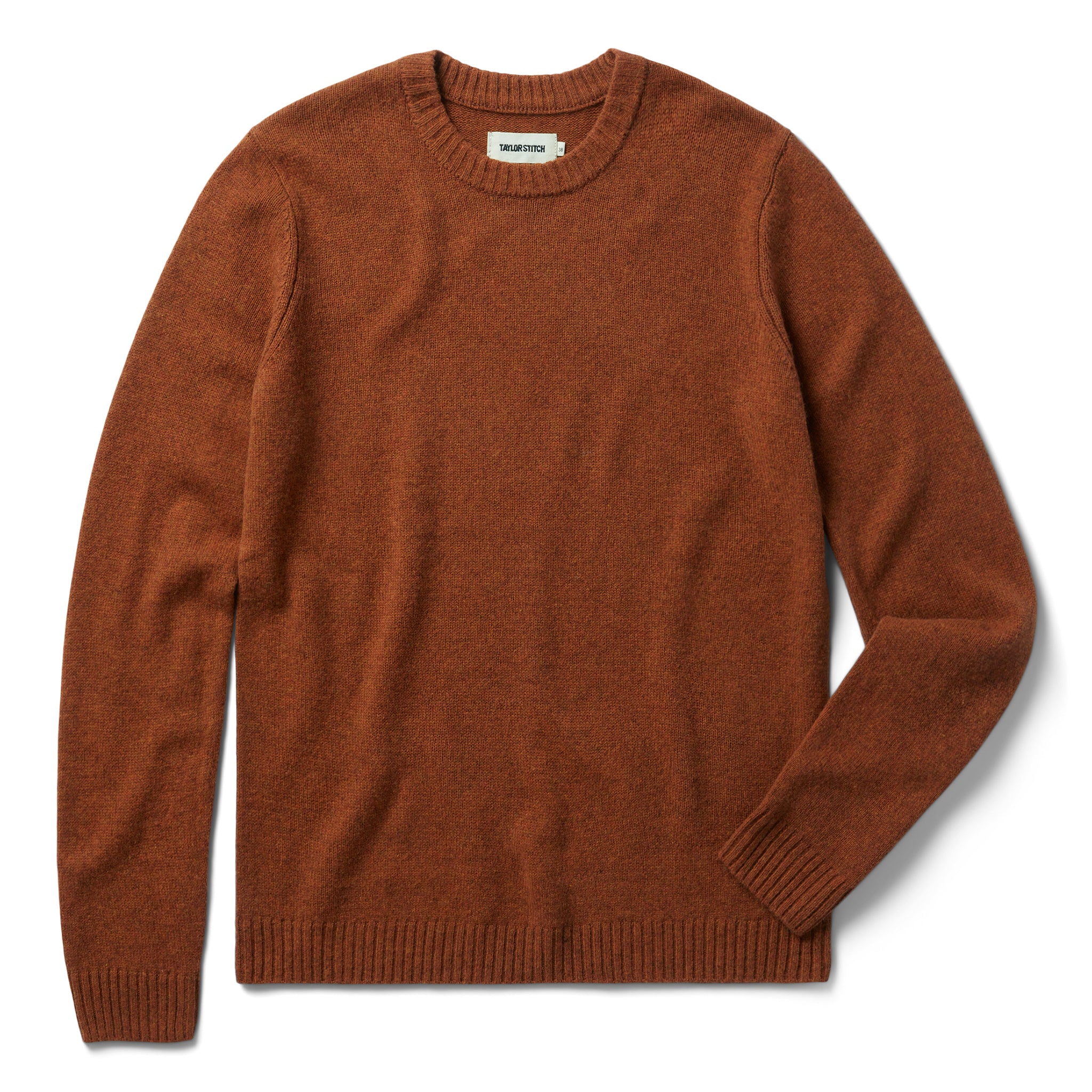 flatlay of The Lodge Sweater in Rust, Knits by Taylor Stitch