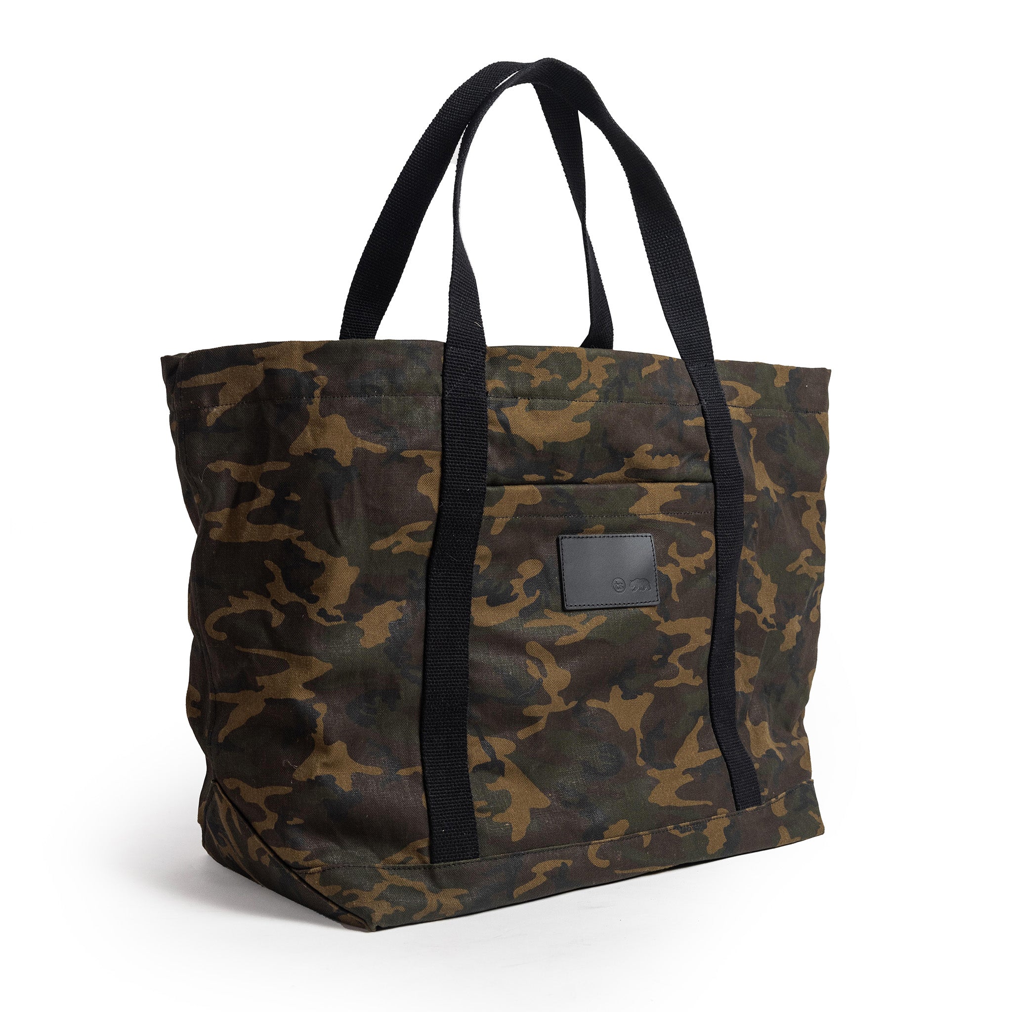 flatlay of The Market Tote in Camo Boss Duck, Accessories by Taylor Stitch