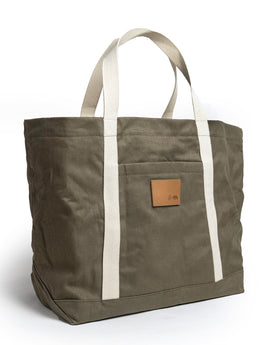 flatlay of The Market Tote in Stone Boss Duck, Accessories by Taylor Stitch