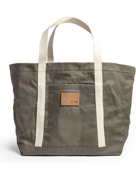 flatlay of The Market Tote in Stone Boss Duck, from the front, Accessories by Taylor Stitch