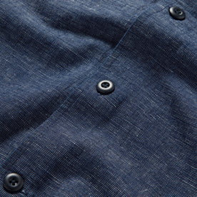 material shot of the buttons on The Point Shirt in Indigo Slub