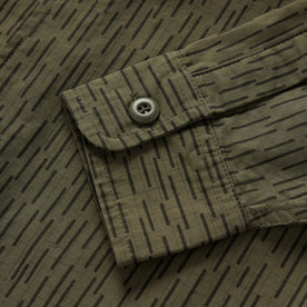 material shot of the cuffs on The Point Shirt in Rain Drop Camo