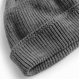 material shot of The Rib Beanie in Heather Grey