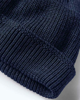 material shot of The Rib Beanie in Heather Navy, Accessories by Taylor Stitch