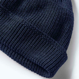 material shot of The Rib Beanie in Heather Navy