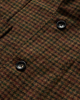material shot of the buttons on The Sheffield Sportcoat in Tan Gun Check, Outerwear by Taylor Stitch