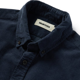 material shot of the collar on The Jack in Dark Navy Cord