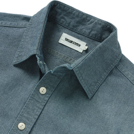 material shot of the collar on The Utility Shirt in Rinsed Selvage Chambray