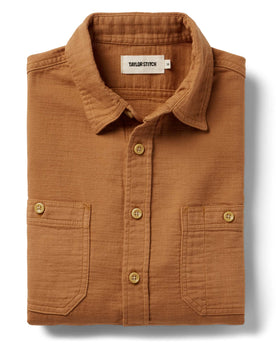 flatlay of The Utility Shirt in Russet Double Cloth, Wovens by Taylor Stitch