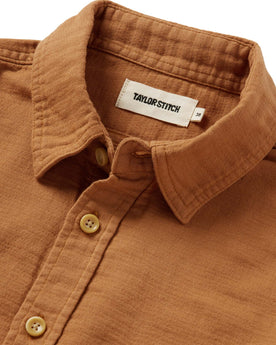 material shot of the collar on The Utility Shirt in Russet Double Cloth, Wovens by Taylor Stitch