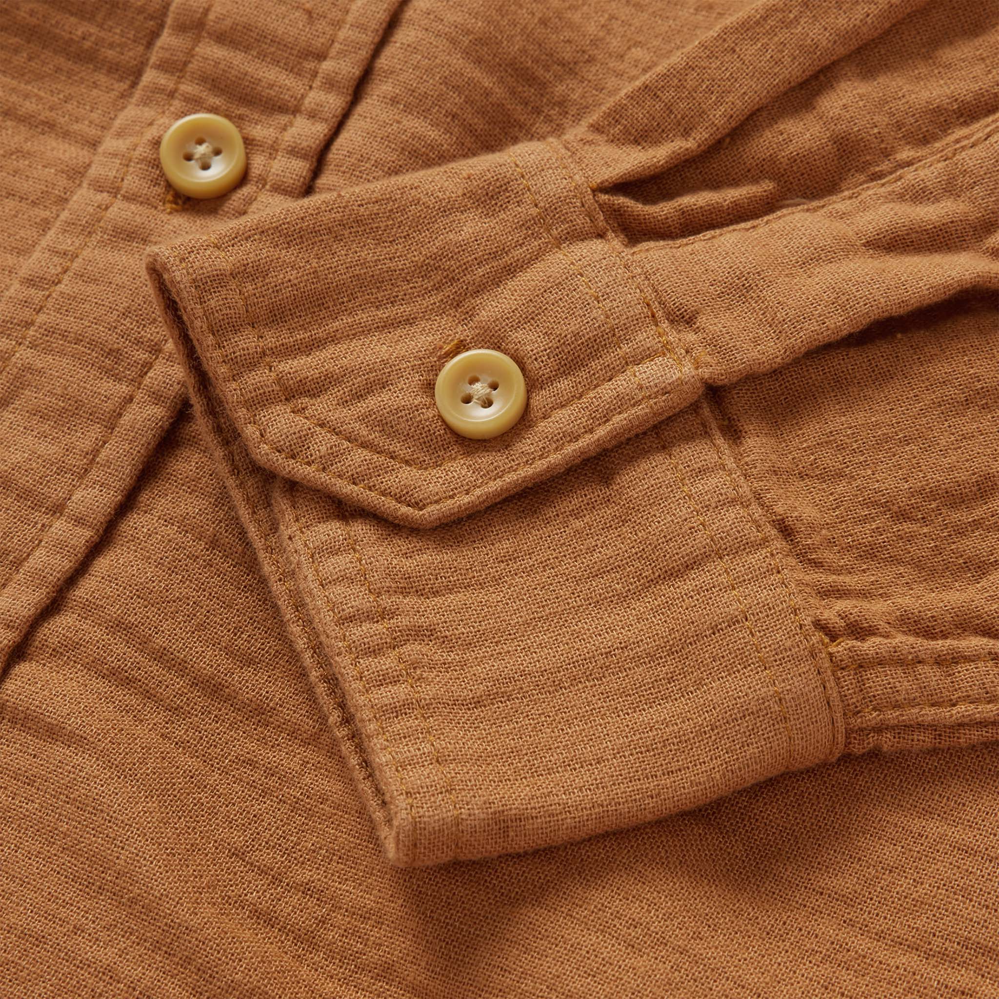 material shot of the cuffs on The Utility Shirt in Russet Double Cloth, Wovens by Taylor Stitch