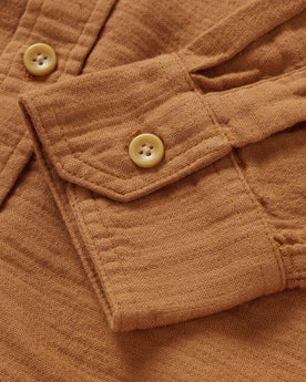 material shot of the cuffs on The Utility Shirt in Russet Double Cloth, Wovens by Taylor Stitch