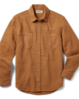 flatlay of The Utility Shirt in Russet Double Cloth, shown in full, Wovens by Taylor Stitch