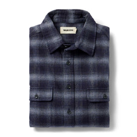folded flatlay of The Yosemite Shirt in Navy Shadow Plaid
