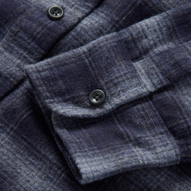 material shot of the cuff of The Yosemite Shirt in Navy Shadow Plaid