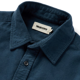material shot of the collar of The Yosemite in Prussian Blue