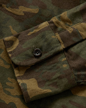 material shot of the cuffs on The Yosemite Shirt in Trail Camo, Wovens by Taylor Stitch
