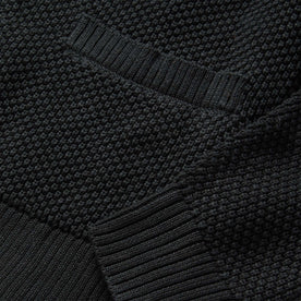 material shot of the ribbed cuffs on The Crawford Sweater in Charcoal