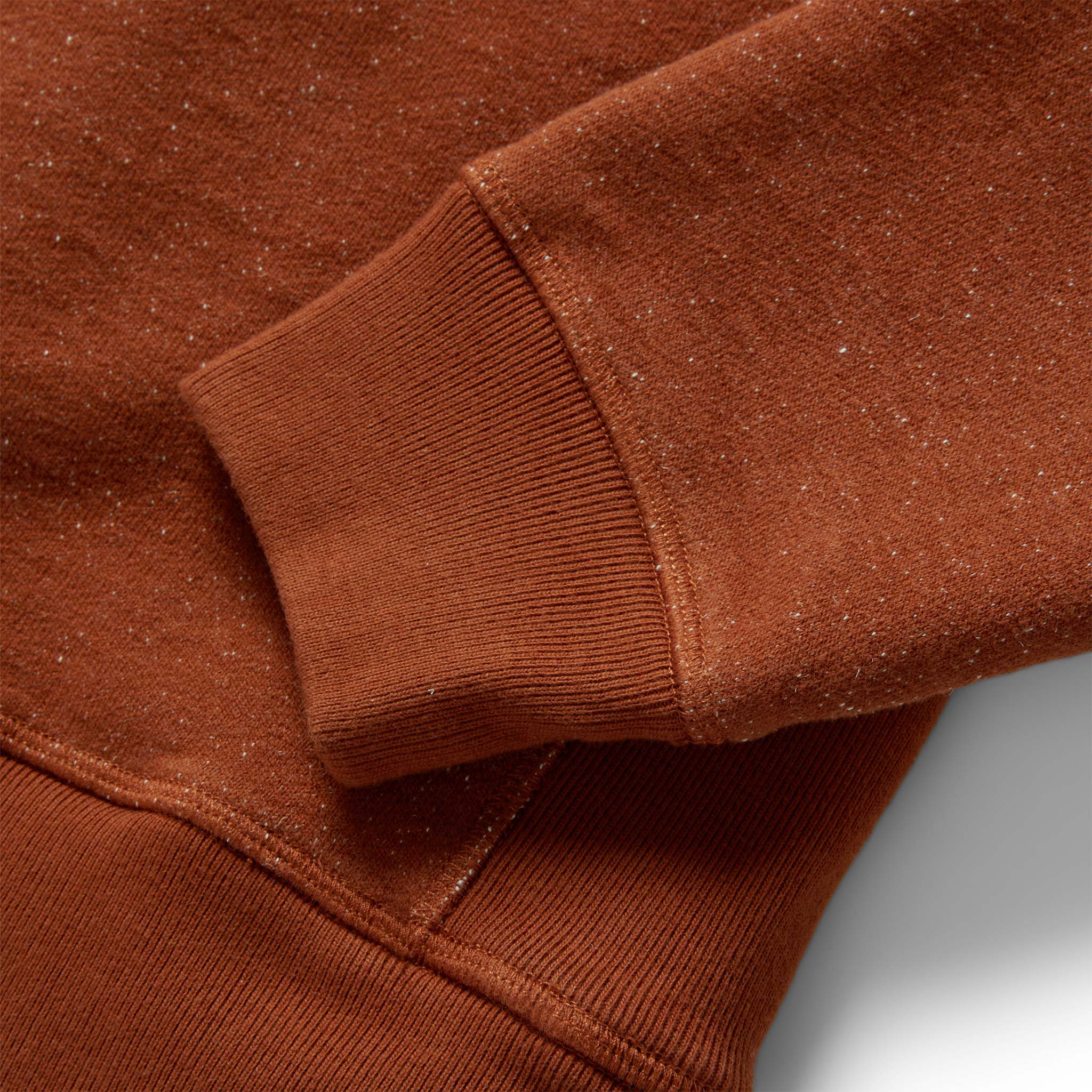 material shot of the ribbed cuffs on The Fillmore Crew in Copper Terry, Knits by Taylor Stitch