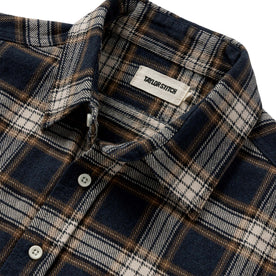material shot of the collar on The Ledge Shirt in Admiral Plaid