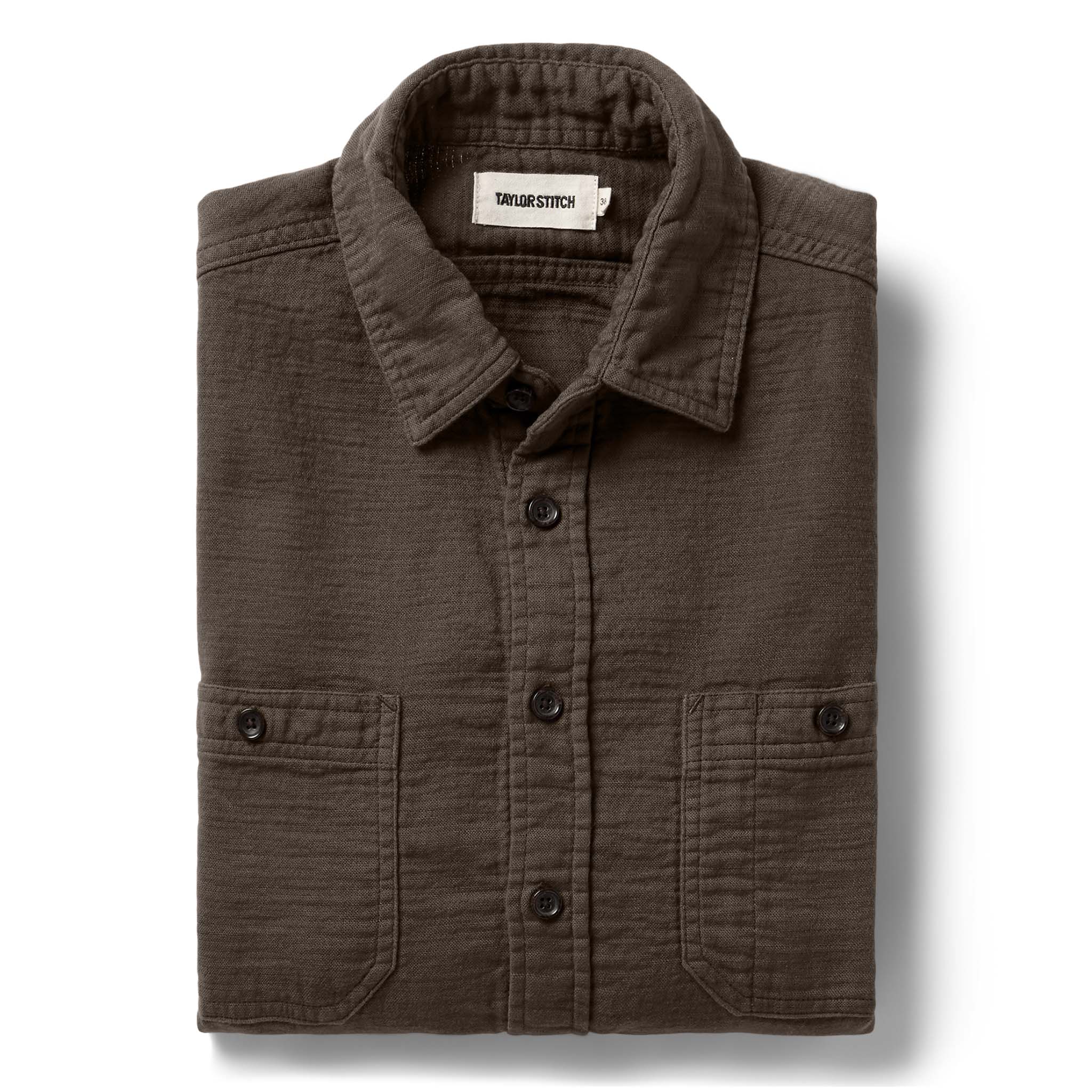 flatlay of The Utility Shirt in Walnut Double Cloth, Wovens by Taylor Stitch