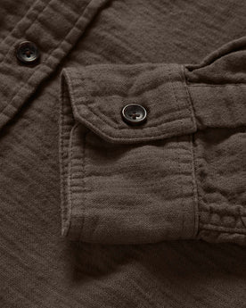 material shot of the cuffs on The Utility Shirt in Walnut Double Cloth, Wovens by Taylor Stitch