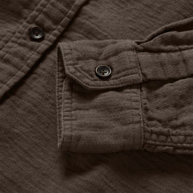 material shot of the cuffs on The Utility Shirt in Walnut Double Cloth