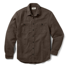 flatlay of The Utility Shirt in Walnut Double Cloth, shown in full