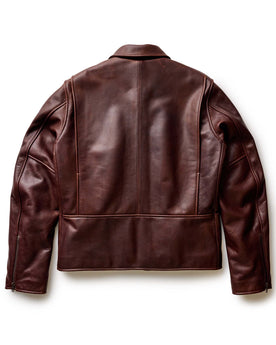 flatlay of The Moto Jacket in Espresso Steerhide open, Outerwear by Taylor Stitch