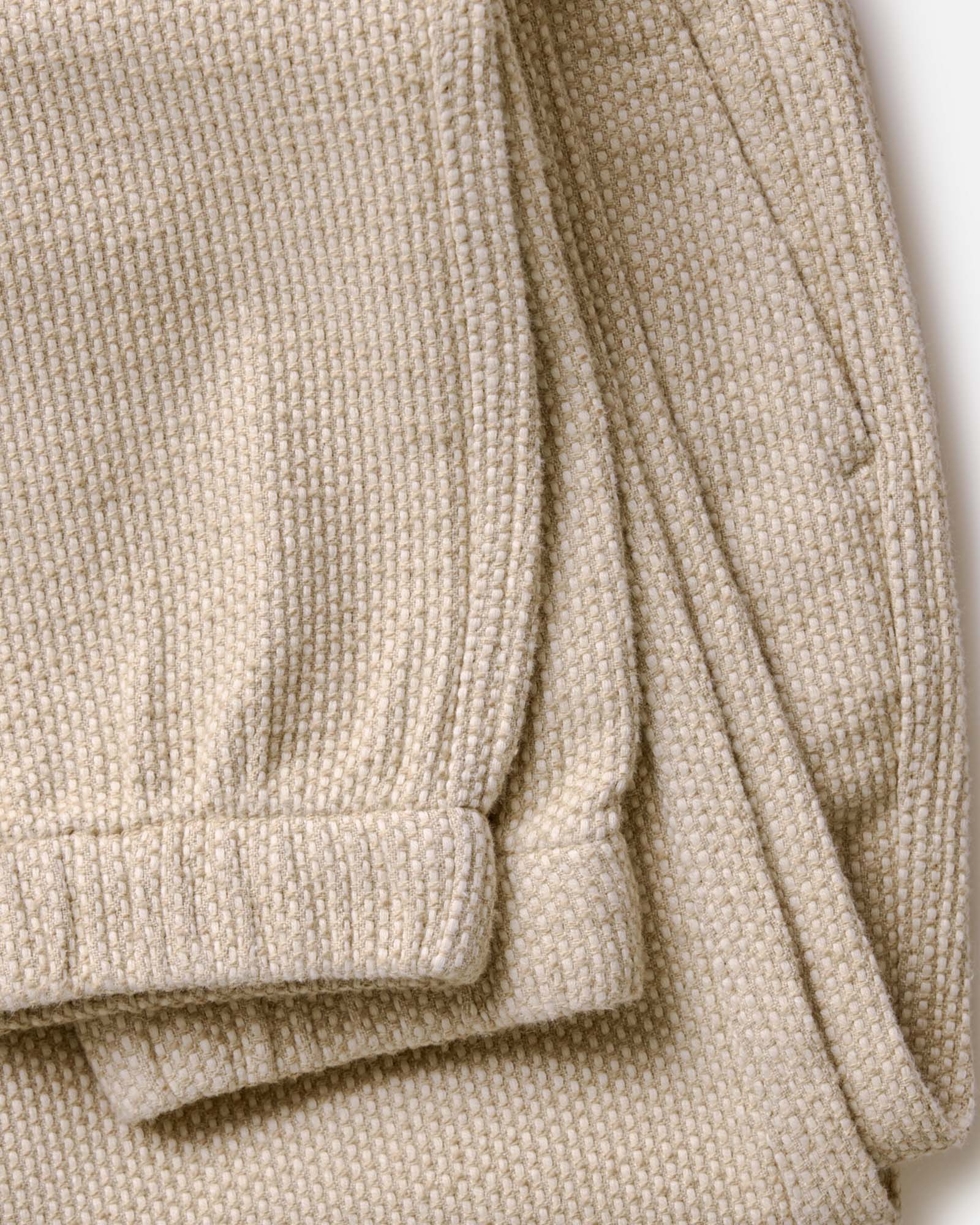 material shot of the band and drawstrings on The Apres Pant in Natural Sashiko , Bottoms by Taylor Stitch