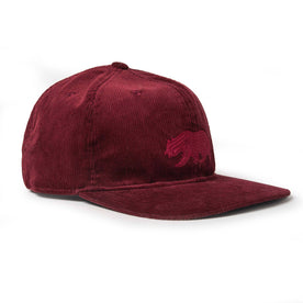 material shot of The Ball Cap in Burgundy Cord from the side