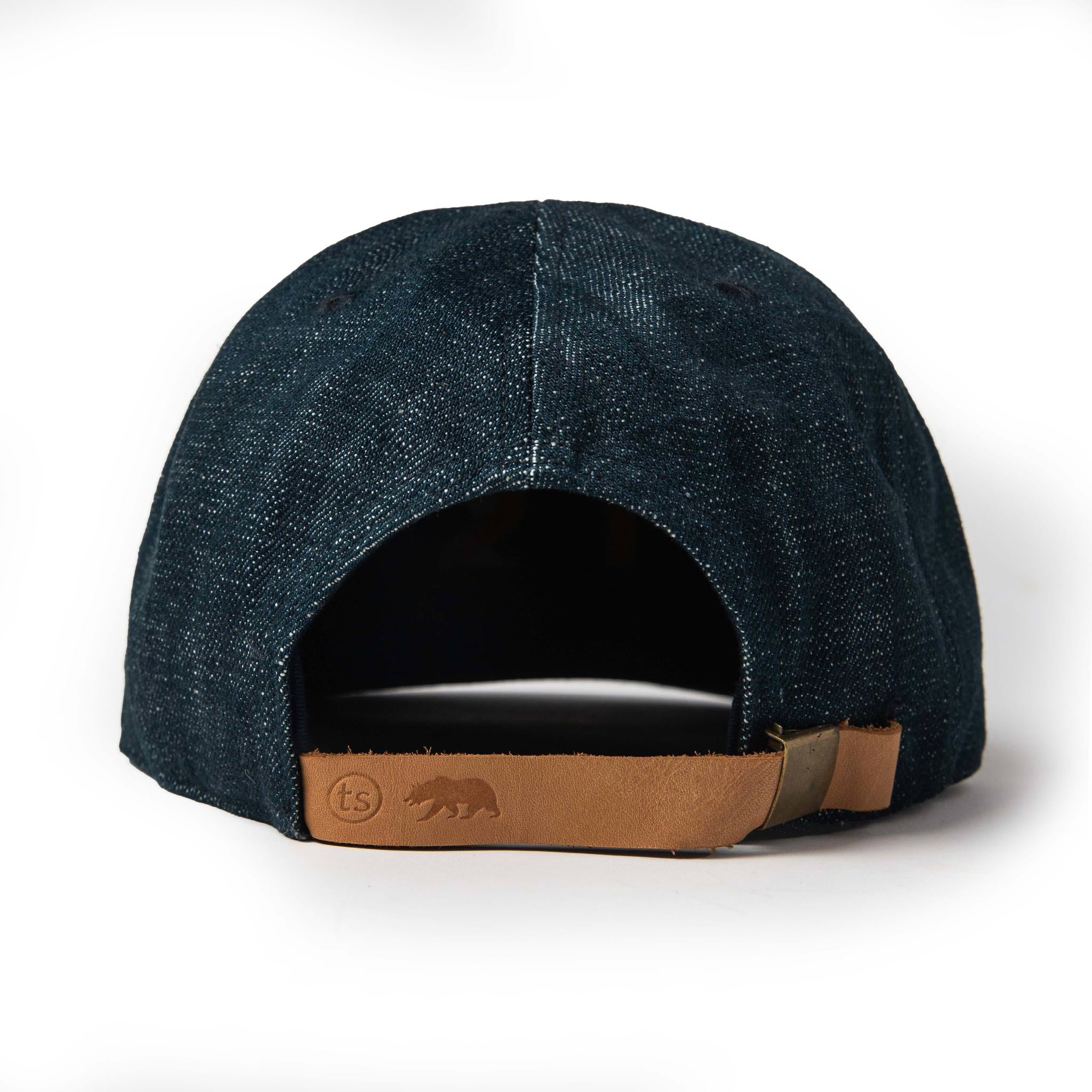 material shot of The Ball Cap in Organic Denim from the back, Accessories by Taylor Stitch