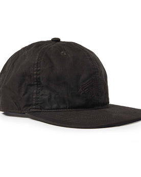 material shot of The Ball Cap in Espresso Dry Wax from the side, Accessories by Taylor Stitch