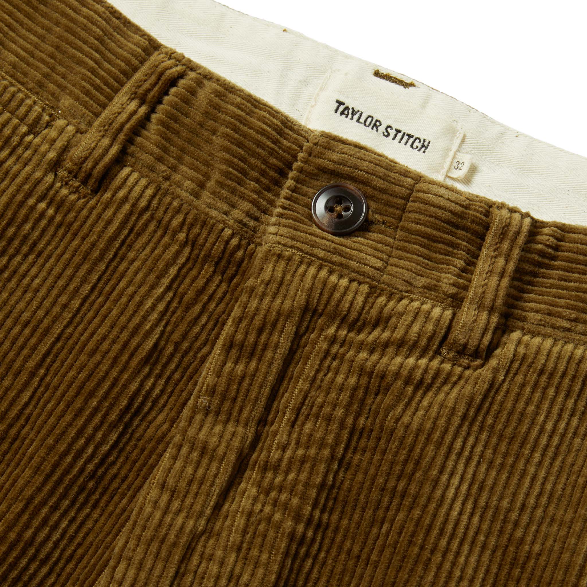 material shot of button, Bottoms by Taylor Stitch