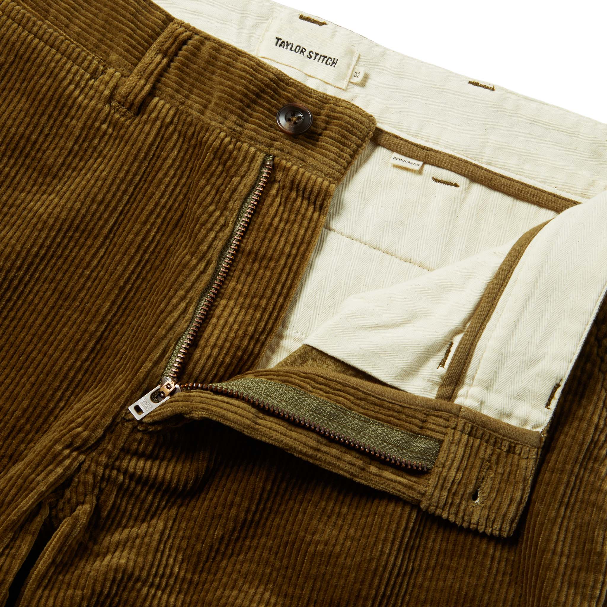 material shot of fly, Bottoms by Taylor Stitch