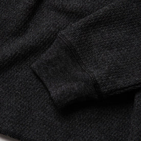 material shot of sleeve cuff of The Heavy Bag Waffle Henley in Coal