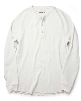 flatlay of The Heavy Bag Waffle Henley in Natural, Knits by Taylor Stitch