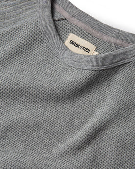 material shot of label of The Heavy Bag Waffle Crewneck in Aluminum, Knits by Taylor Stitch
