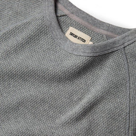 material shot of label of The Heavy Bag Waffle Crewneck in Aluminum