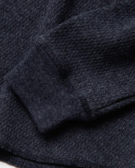 material shot of sleeve cuff of The Heavy Bag Waffle Henley in Navy, Knits by Taylor Stitch
