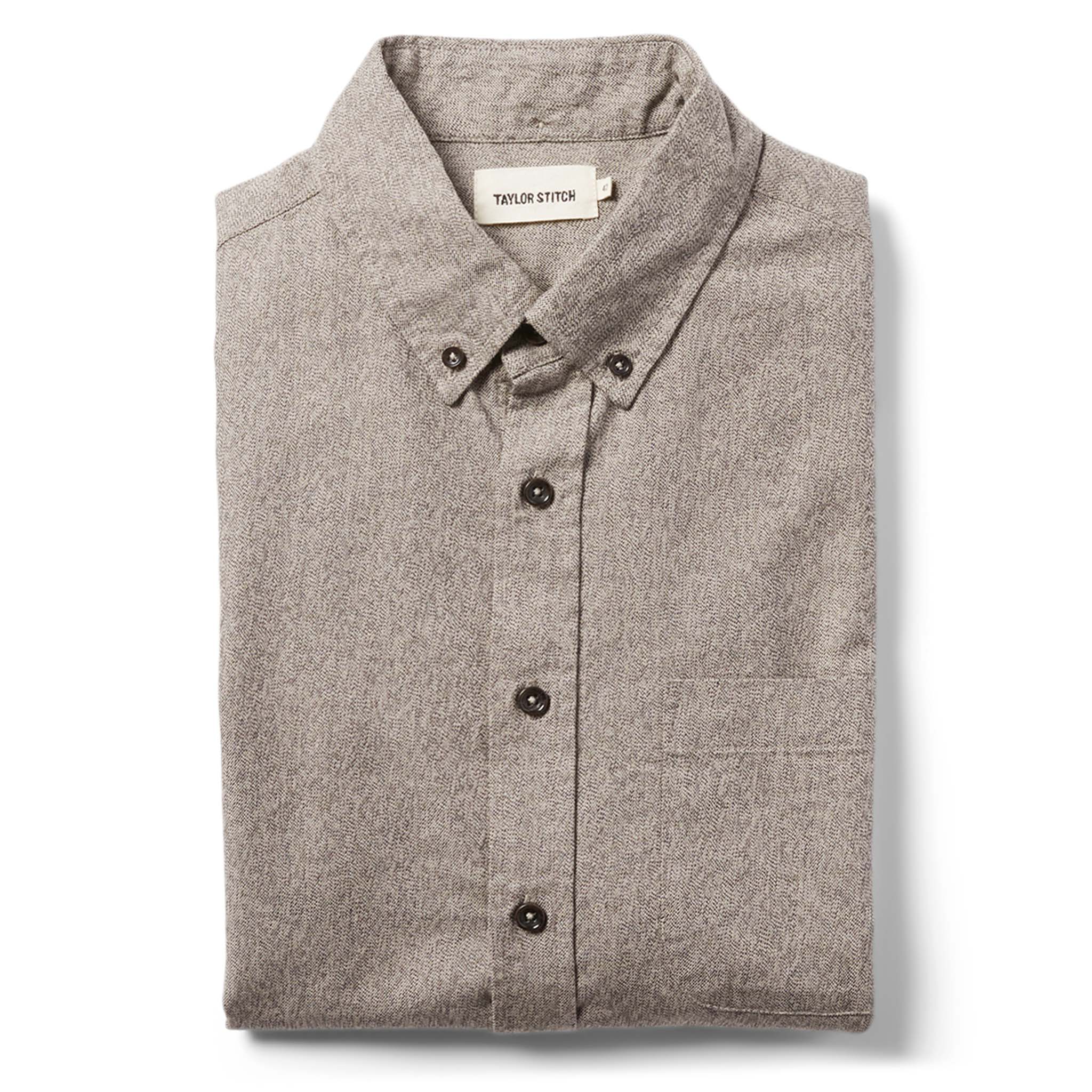 folded flatlay of The Jack in Ash Jaspe, Wovens by Taylor Stitch