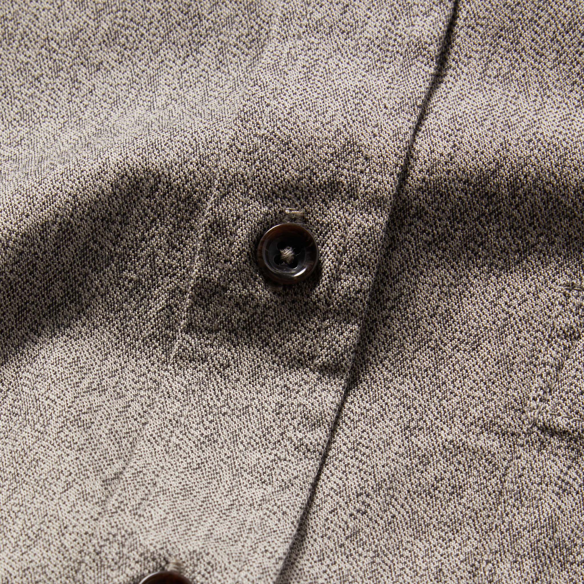 material shot of the front placket of The Jack in Ash Jaspe, Wovens by Taylor Stitch