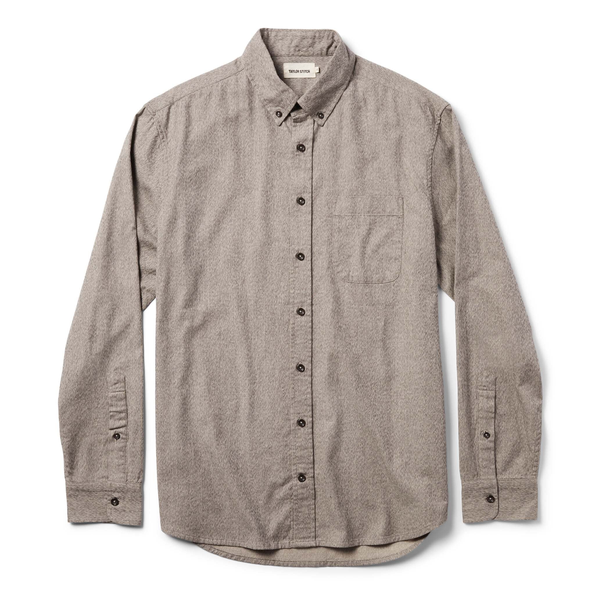 unfolded flatlay of The Jack in Ash Jaspe, Wovens by Taylor Stitch