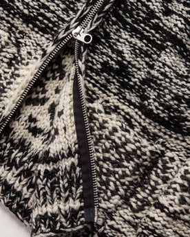 material shot of The Seawall Hand-knit Sweater with the zipper open, Knits by Taylor Stitch
